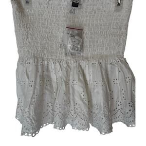 American Eagle NWT white smocked tub top w/detachable strap eyelet & ruffled XL